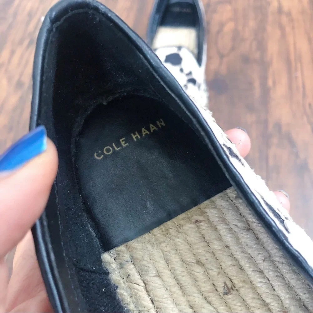 Cole Haan • Palermo lace espadrilles flats slip on loafers black leather cream